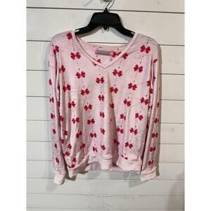 Love to Sleep Women's Pink Bow Pajama Set L NWT